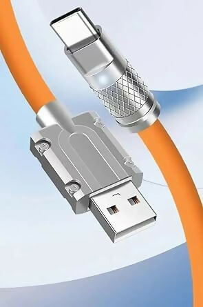 3-in-1 Fast Charging Silicone Cable USB to Type-C, Micro USB & Lightning with Flexible Rotary Connector