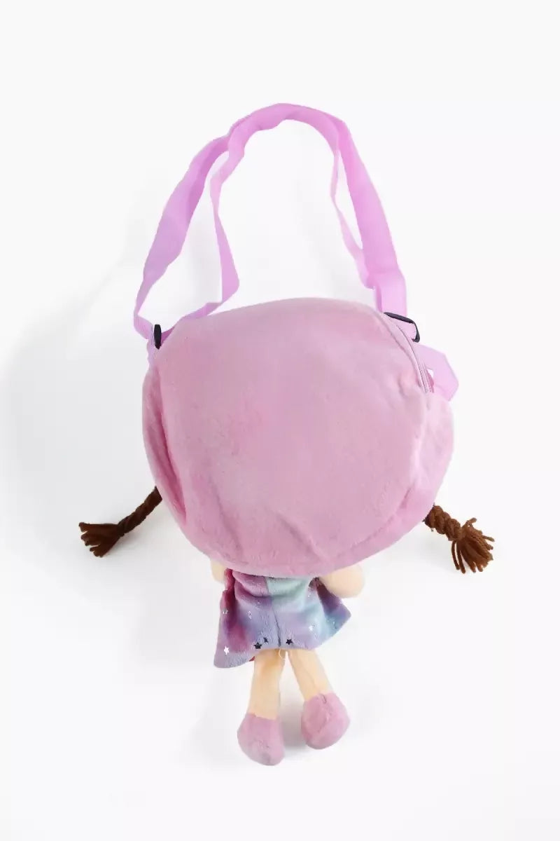 Cute Soft Doll Sling Bag for Girls - Pink