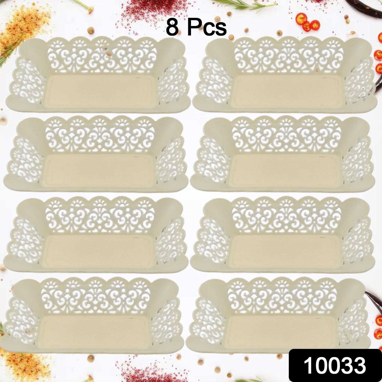 Rectangle Plastic Dinner Plate Set (8 Pcs) – Durable Serving Trays for Home, Restaurant & Office