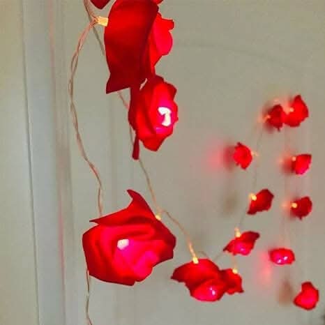 Red Rose Flower LED String Lights (14 Roses)