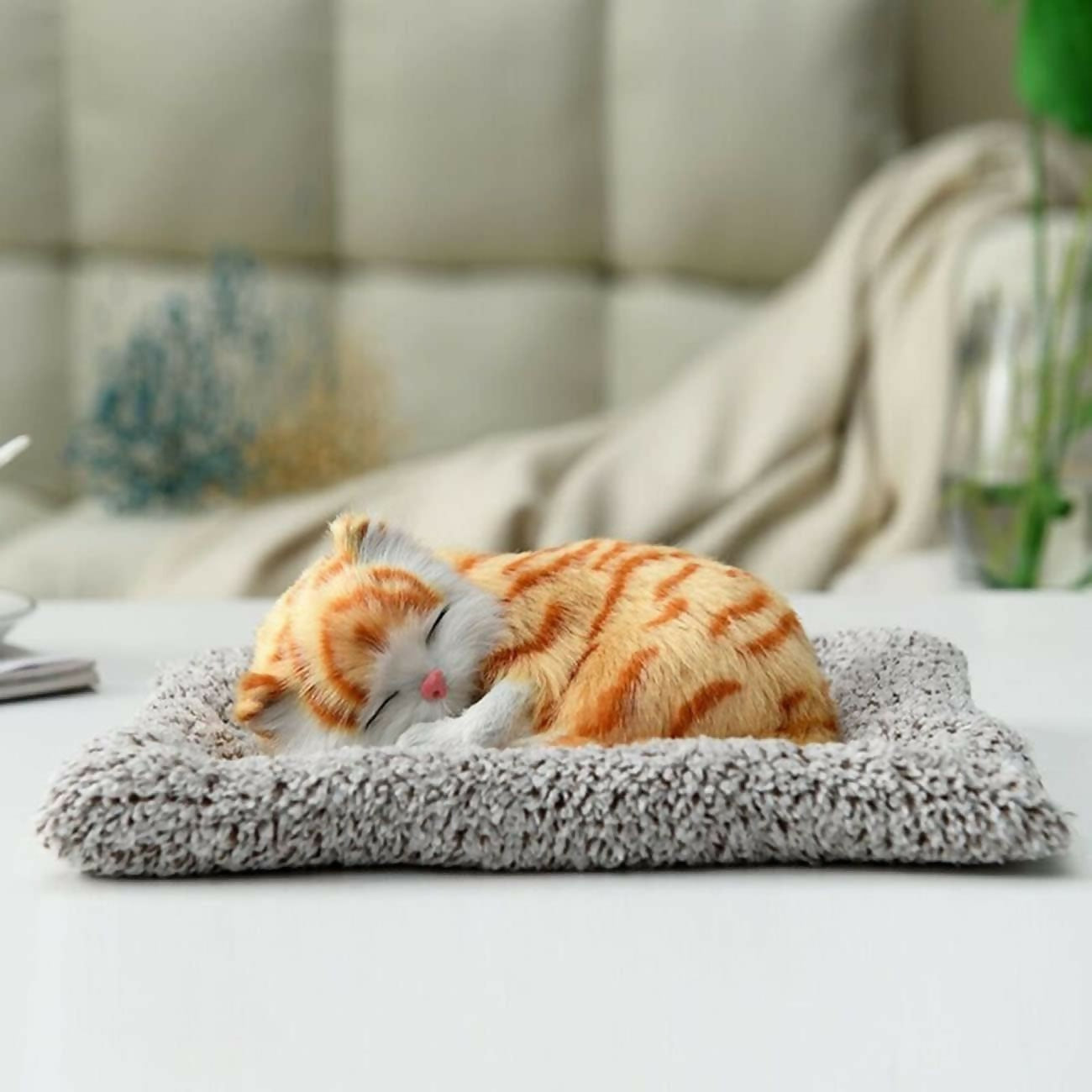 Sleeping Cat Plush Toy with Realistic Sound