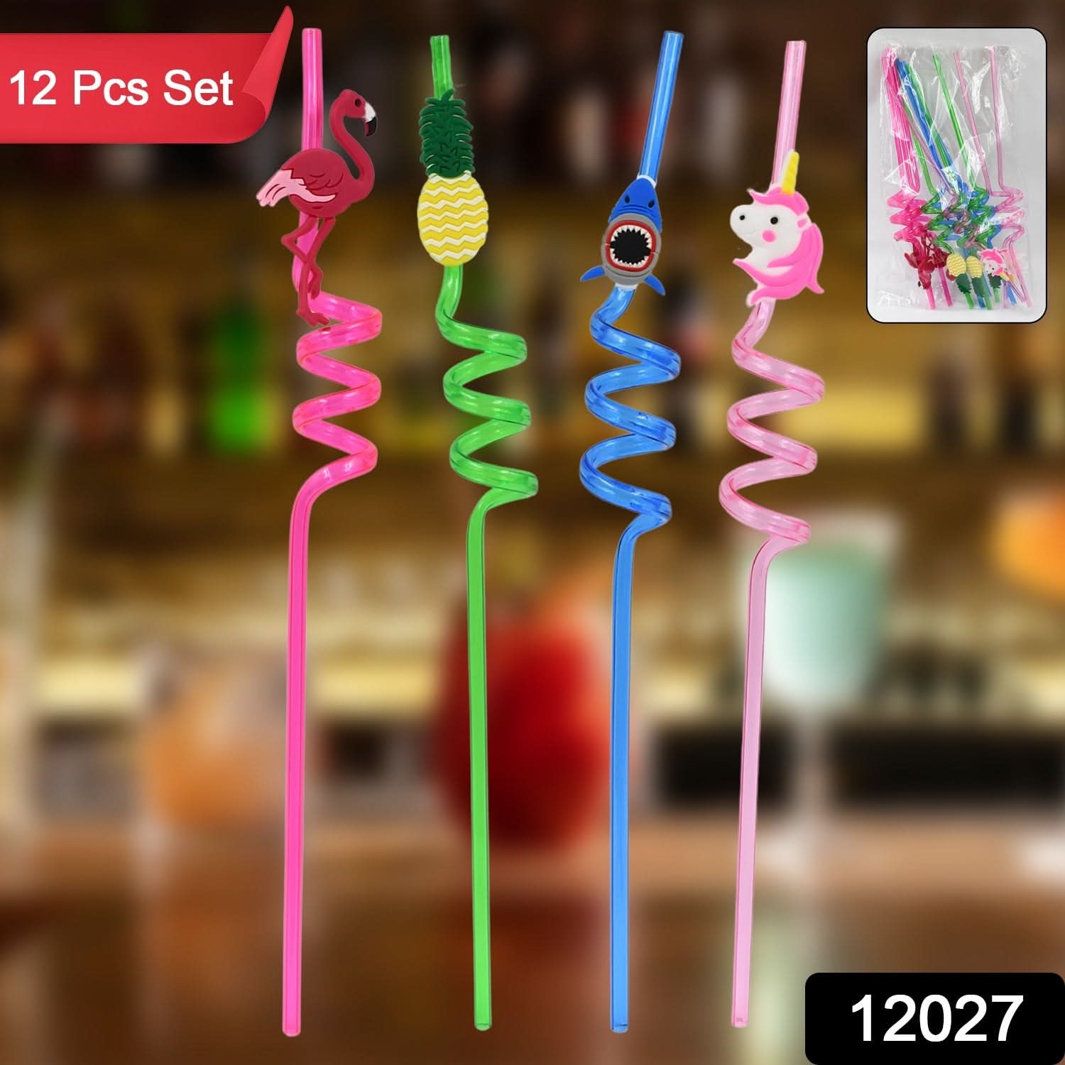 Reusable Plastic Straws for Kids – 12 Pcs Colorful Mix Set