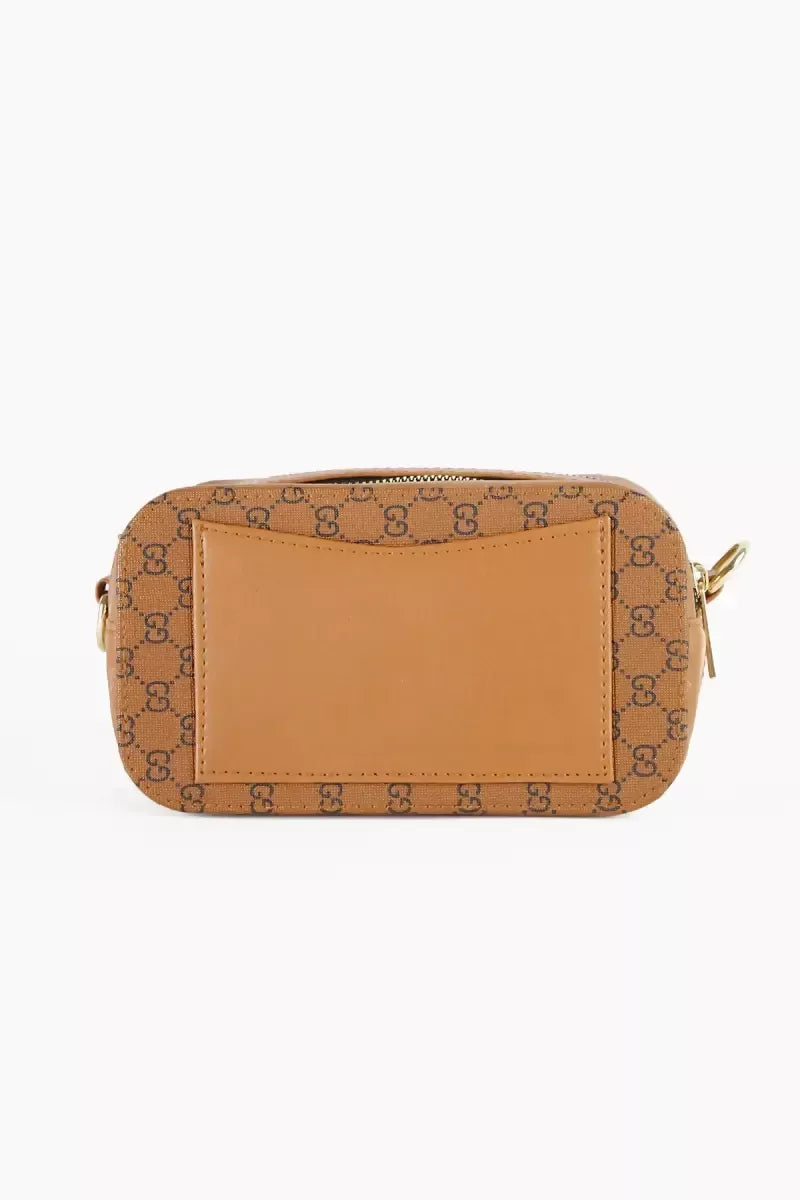 Printed Casual Sling Bag for Women - Brown