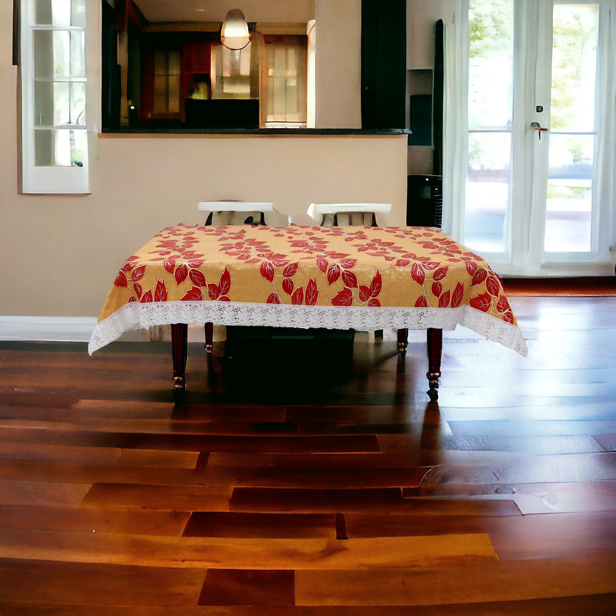 Mopak Decor Classic Brown Red Leaf Table Cover – (Small & Large) 40x60 & 60x90 Inches