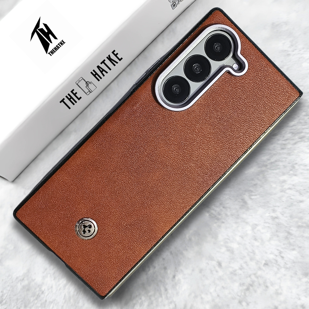 Brown Classy Leather Case for Samsung Galaxy Z Fold 6