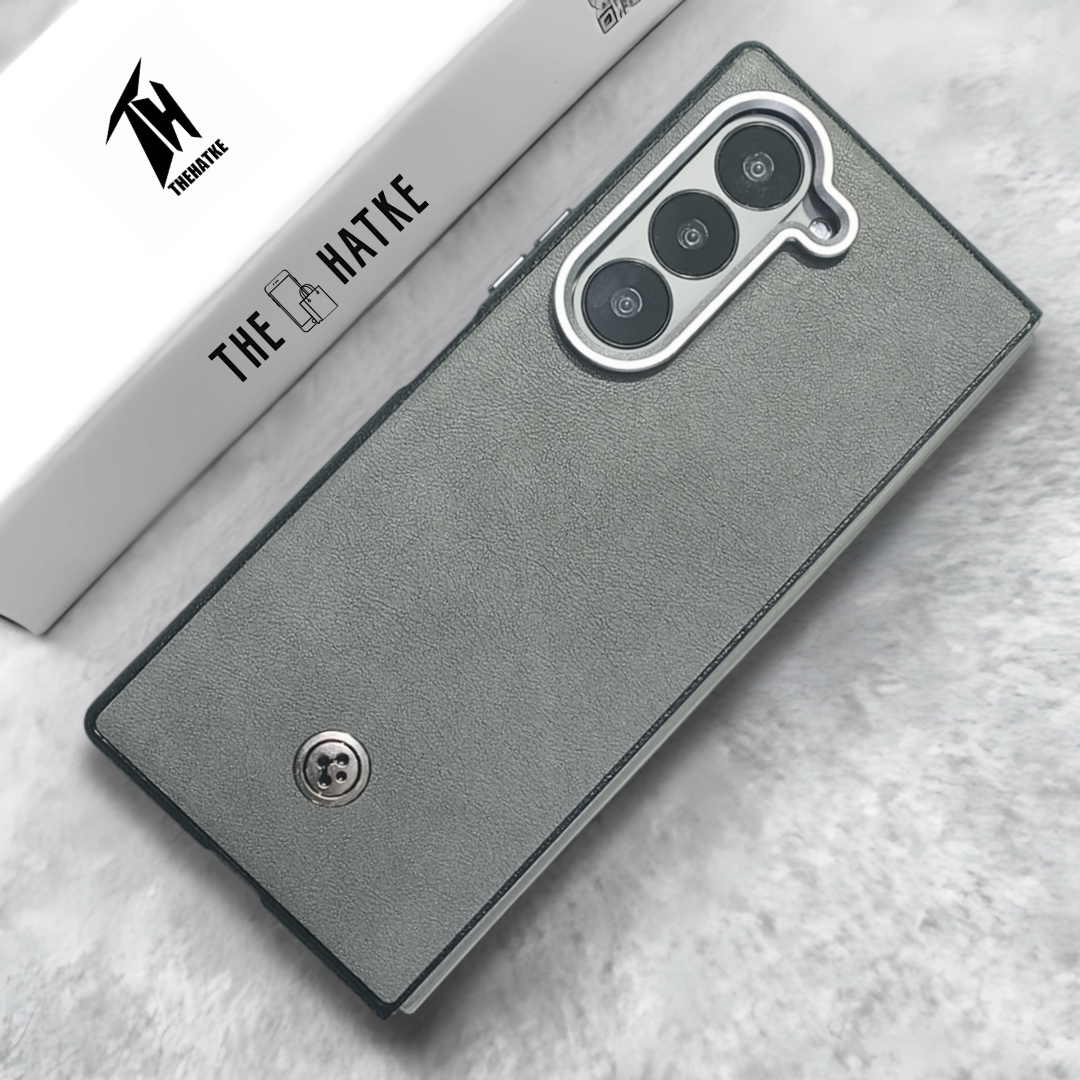 Grey Classy Leather Case for Samsung Galaxy Z Fold 5
