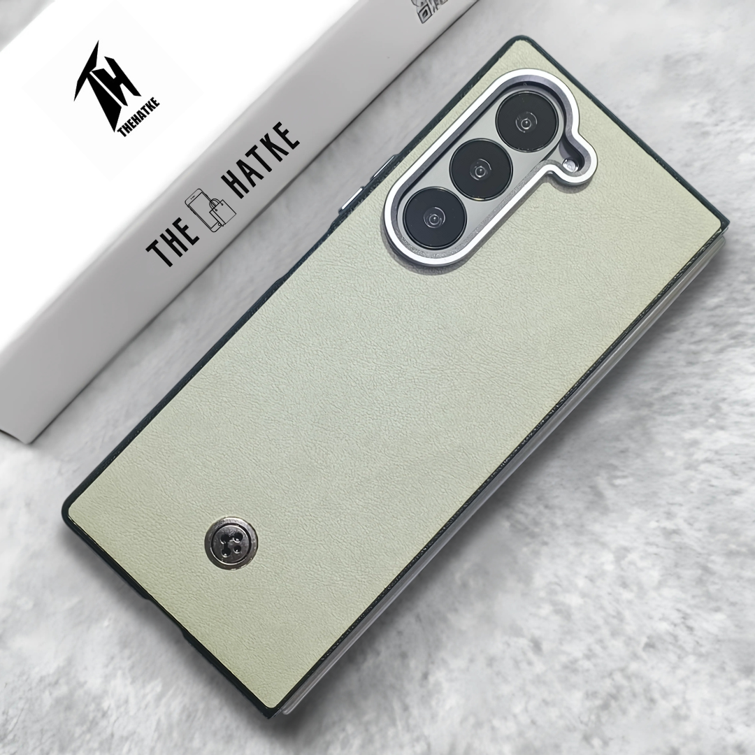 Off White Classy Leather Case for Samsung Galaxy Z Fold 5