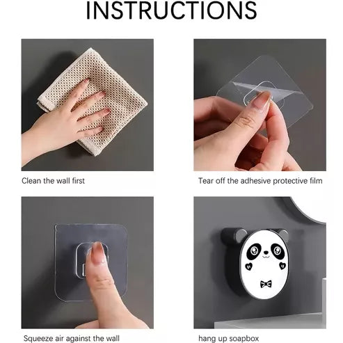 Plastic Cute Panda Soap Box Wall Mounted Flip-top Drain Soap Case (1 Pcs)
