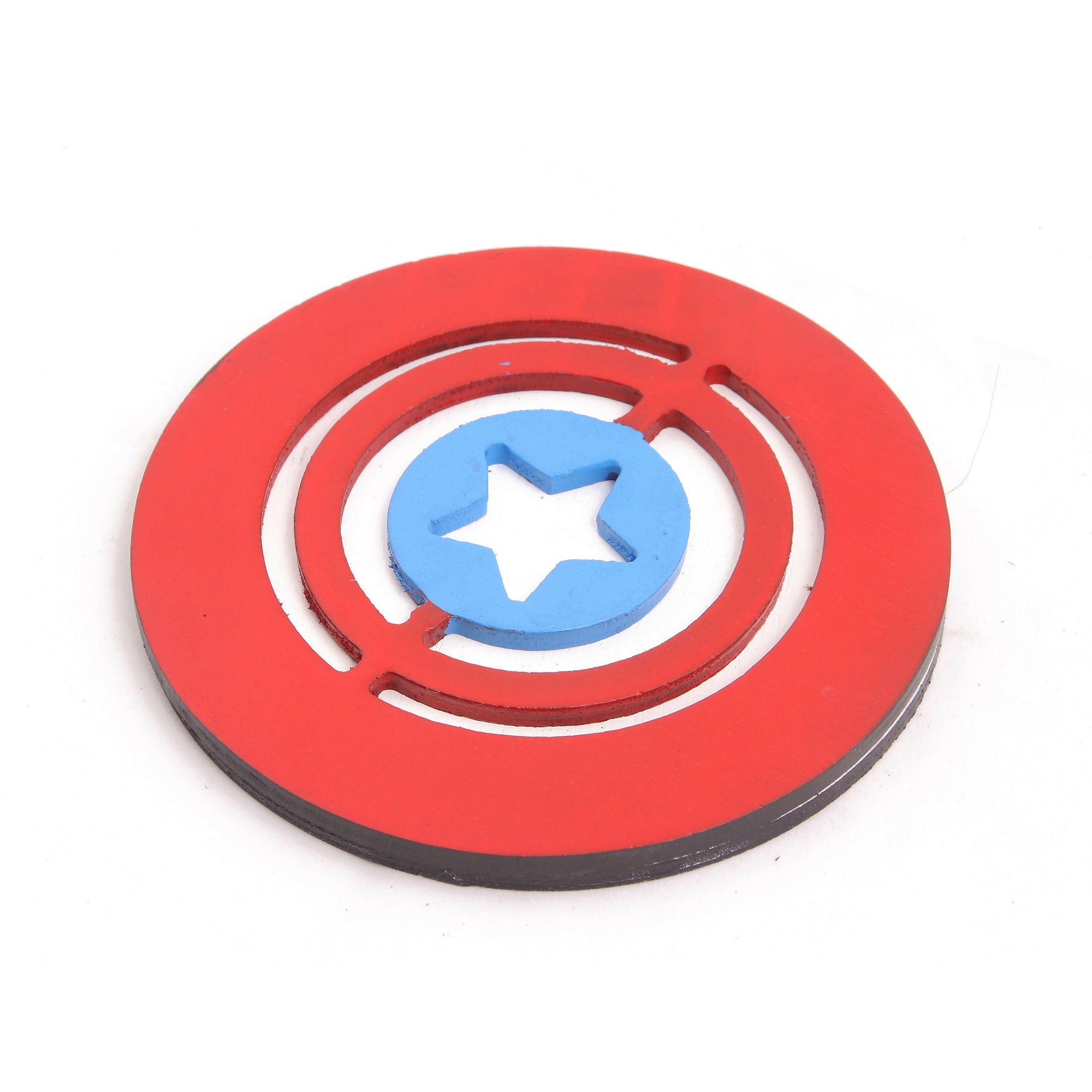 Marvel - Captain America Wood Wall Mount, Geometric Nursery Wall Decor, 3D Wooden Superhero Logo Wall Hanging - Diameter: 6 inches