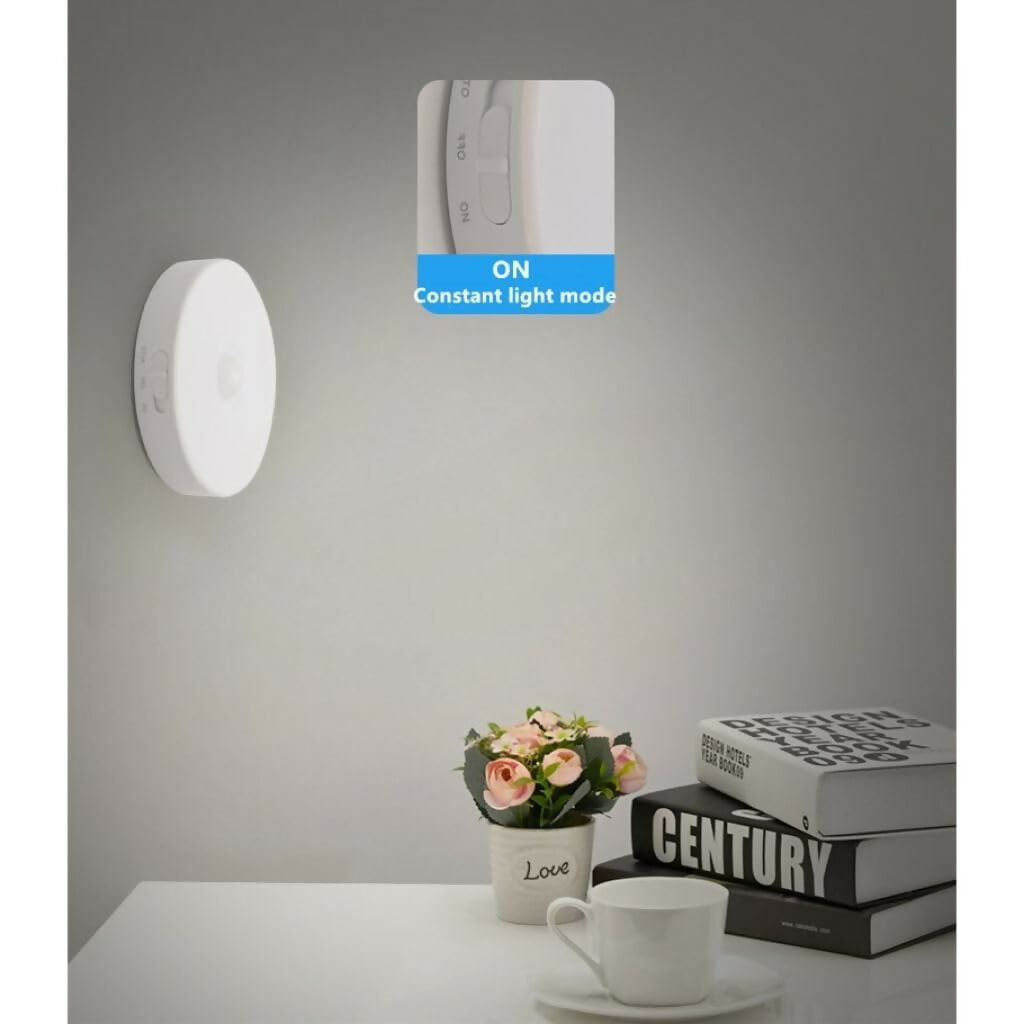 Motion Sensor LED Light USB Rechargeable, Wireless Night Light for Wardrobe & Stairs (White)