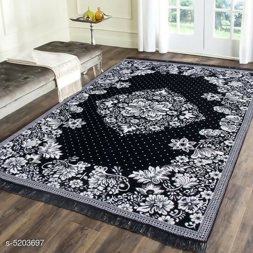 Fresh Livery Black Cotton Rug for living / bed room (54x72inches)