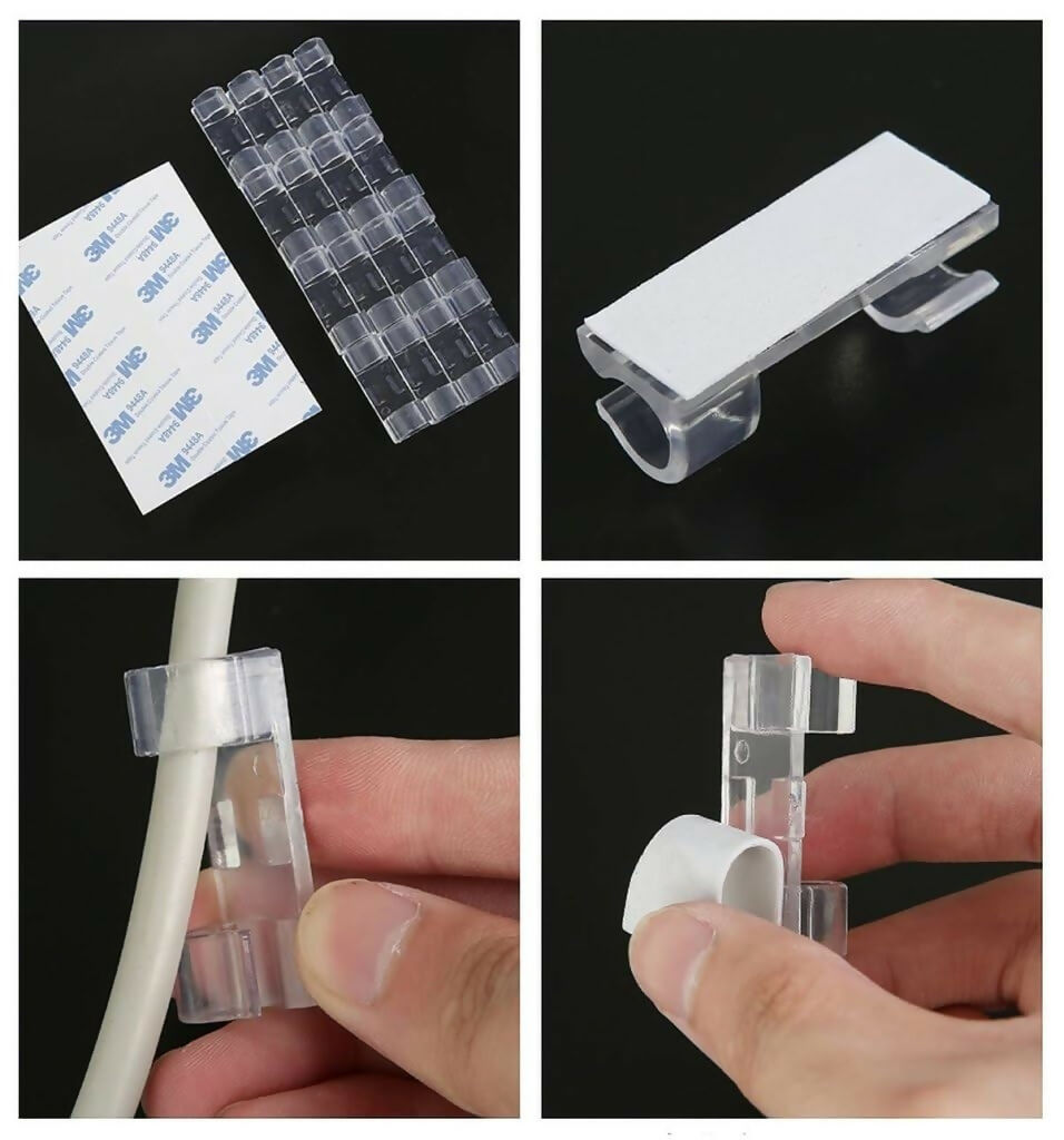 Wire Management Clips Multipurpose Cable Organizers with Strong Self-Adhesive for Home & Office (Pack of 20)