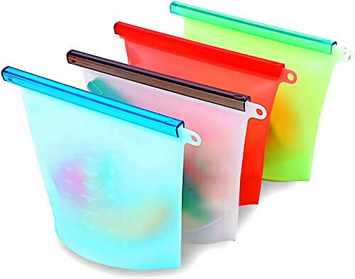 1000ml Silicone Food Storage Bags Airtight & Leakproof Reusable Containers (Pack of 3)