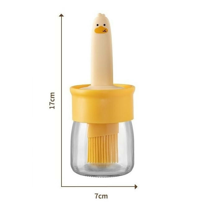 Oil Dispenser Bottle with Silicone Brush Transparent Plastic Jar for Cooking, Baking(200ml)