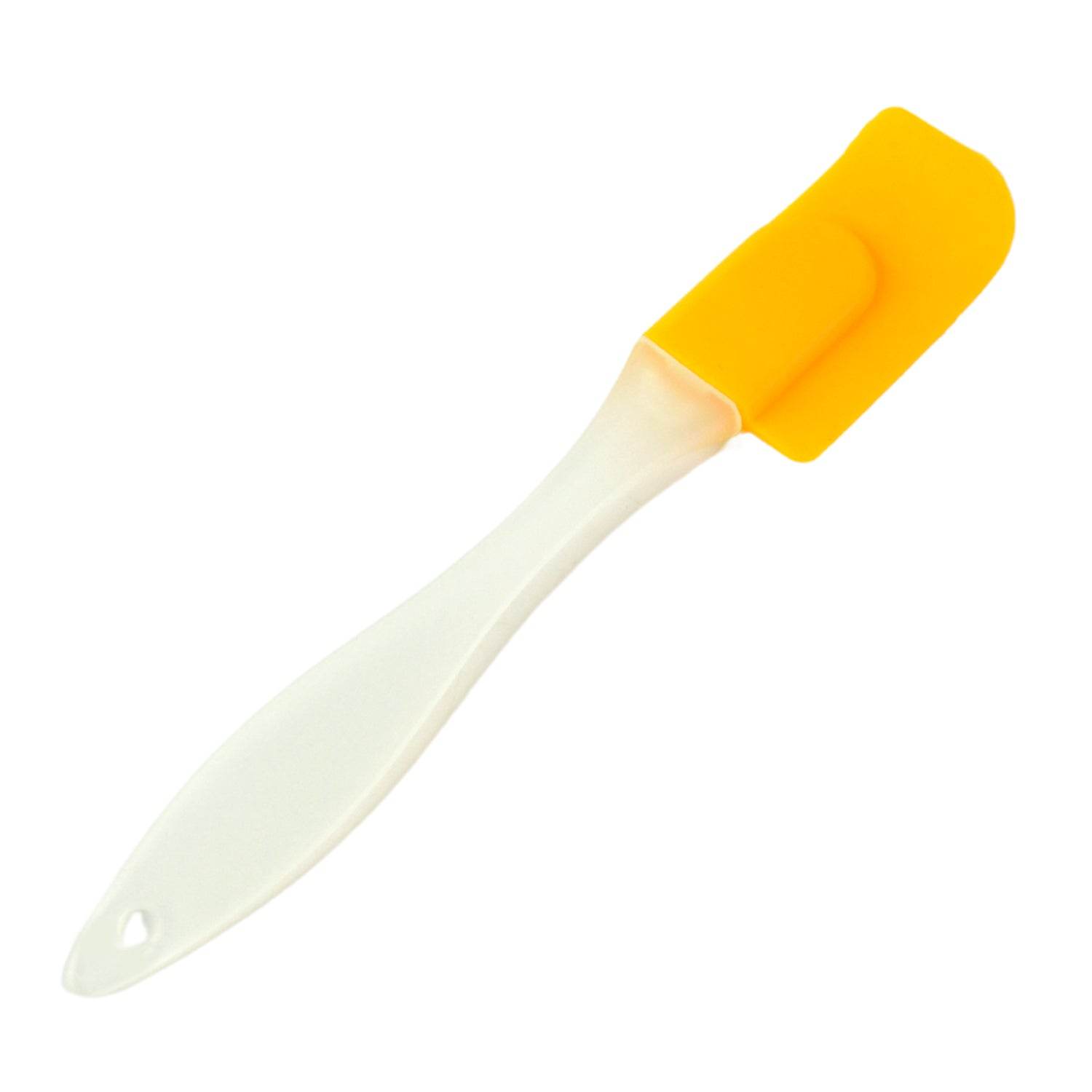 Bachat Club yellow silicone cooking spatula with white handle for home and kitchen use