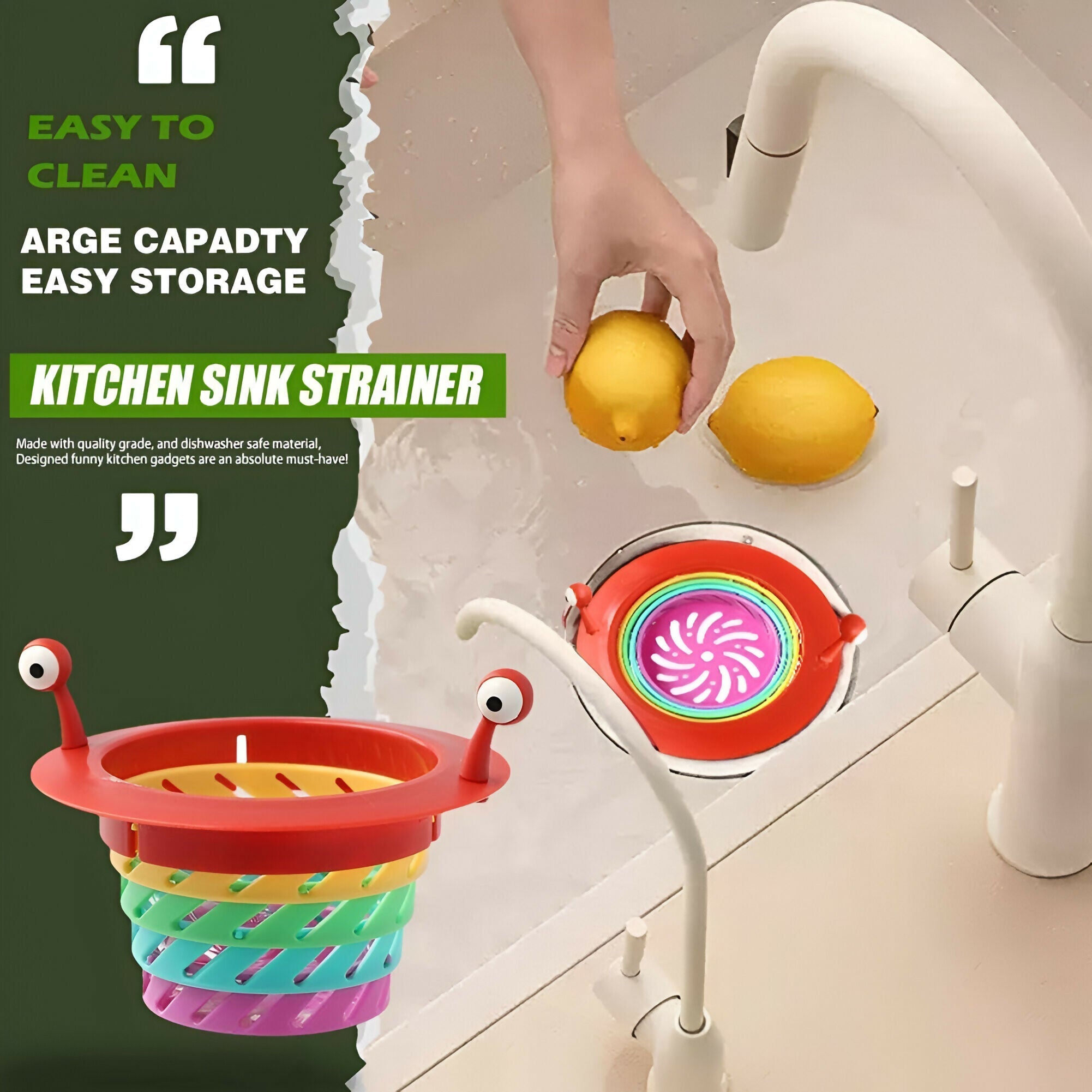 Foldable Rainbow Monster Sink Strainer – Fun & Adorable Kitchen Food Debris Catcher, Retractable Design for Easy Use