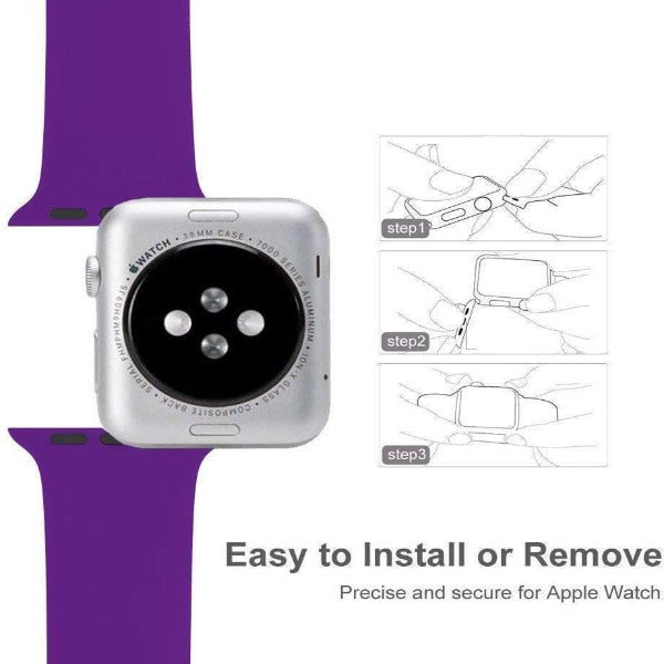 Purple Plain Silicone Strap For Apple Iwatch (42mm/44mm)