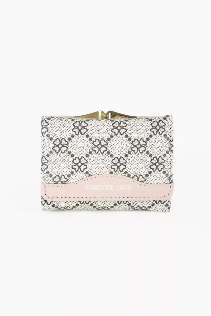 Women's Printed Twist Lock Bi-Fold Wallet - Pink