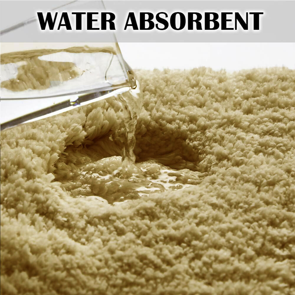 AaHo Water Absorbent Bath Mat Machine-Washable Fluffy Rug for Home (Gold)