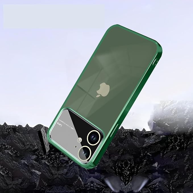 Luxury Plating Green Camera Protection Transparent Case for Apple iphone 12