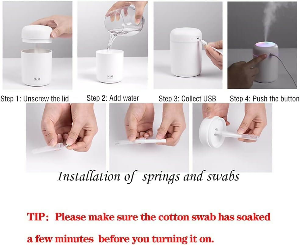 Portable H2O Humidifier - Pack of 1 ( Random Color )