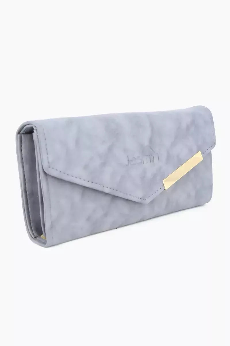 Faux Leather Solid Casual Purse for Women - Grey
