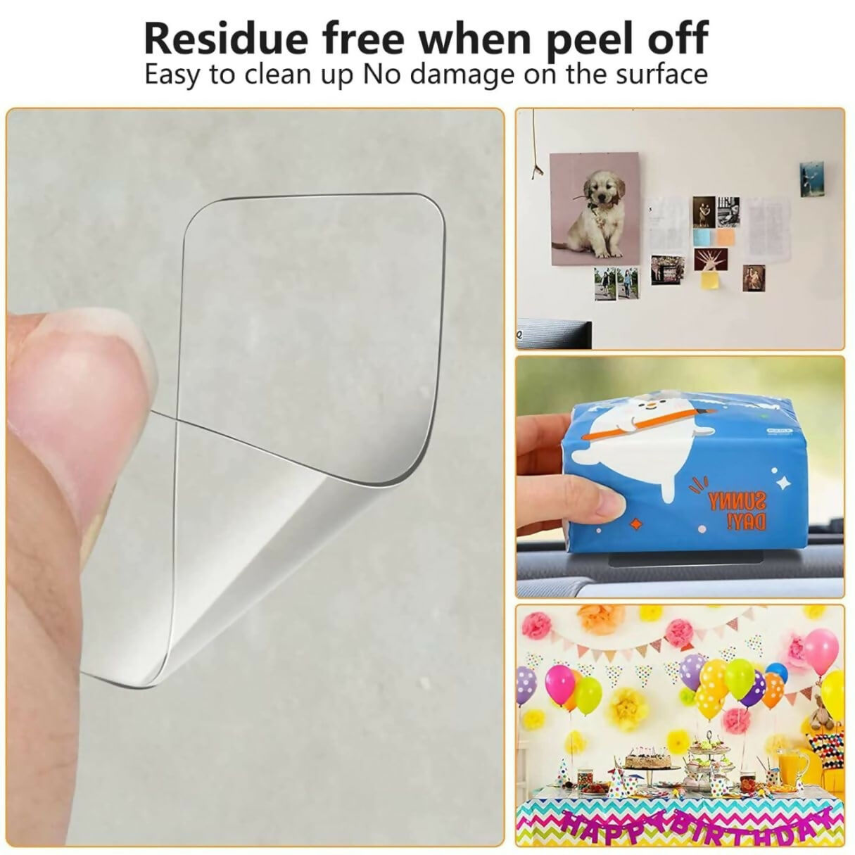 60 Pcs Heavy-Duty Clear Double-Sided Adhesive Tape with Storage Box