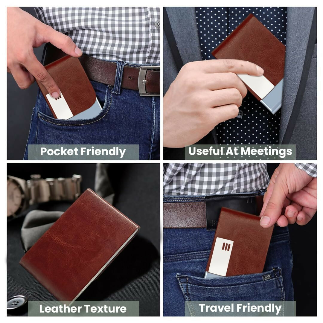 Steel Slim Pocket Card Holder (Brown)