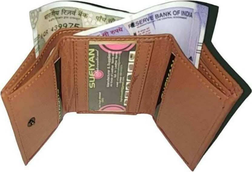 Men's Tan Leather Wallet 7 Card Slots (Twill Fabric )