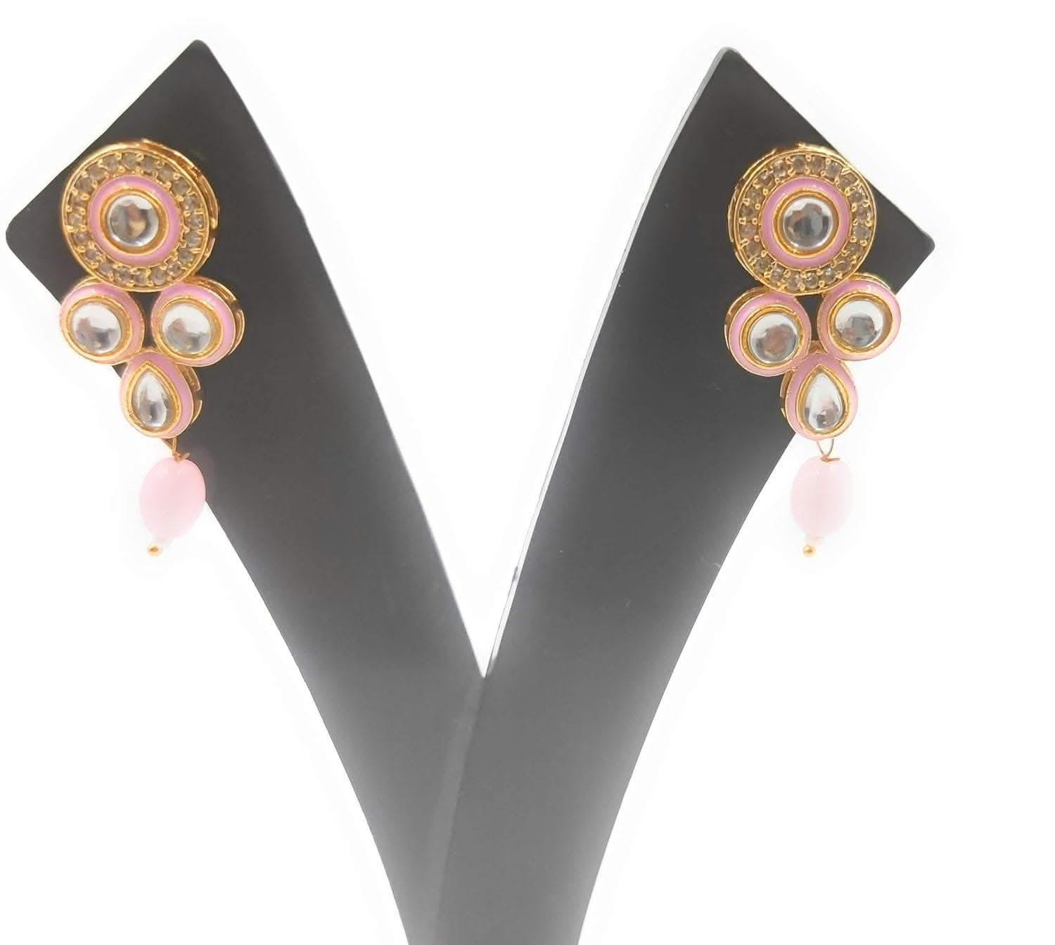 Handmade Golden Meenakari Kundan Chokar Jewelry Set – Light Pink Traditional Necklace with Earrings for Weddings & Festive Occasions