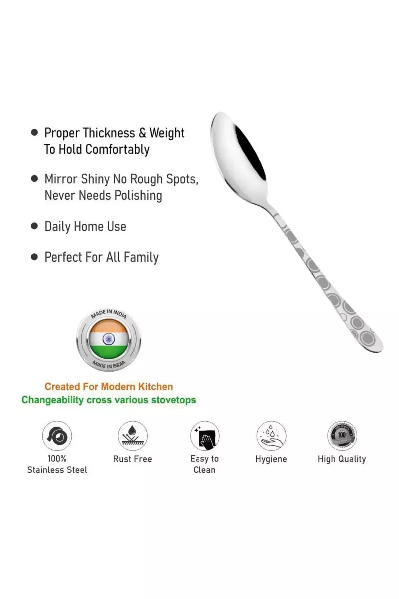 Prabha Stainless Steel Fusion Dessert Spoon Set - 18cm
