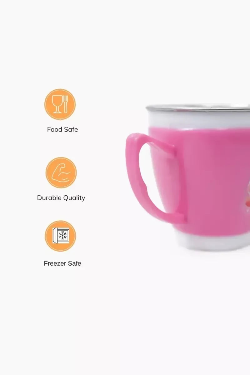 Plastic & Stainless Steel Cup, Set of 3 - 90ml (each) -pink