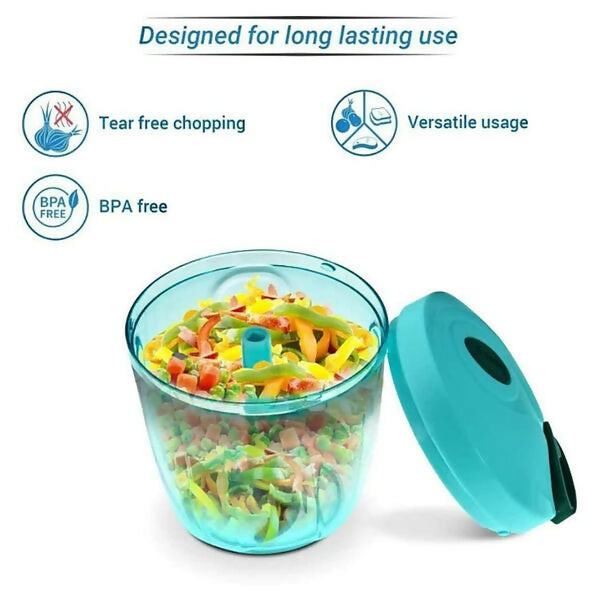 Manual Stainless Steel Vegetable Chopper 5 Blades, 750ml Compact Slicer
