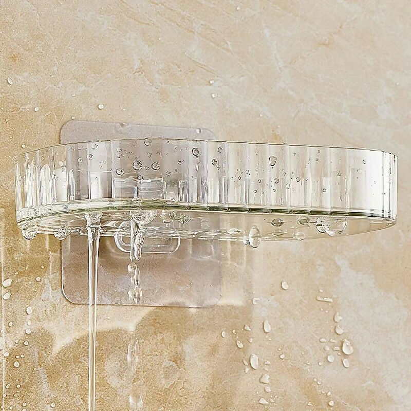 Self-Adhesive Transparent Acrylic Soap Holder for Bathroom Self-Draining Soap Dish Stand