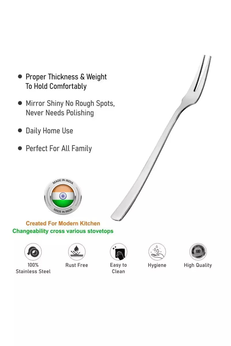 Prabha Stainless Steel Impress Fruit Fork Set - 14cm
