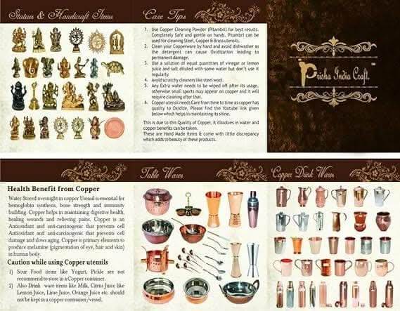Prisha India Craft  Handmade Copper Jug Pitcher, Serveware & Tableware, Good Health Benefits, Maharaja Jug with Lid,1300 ML