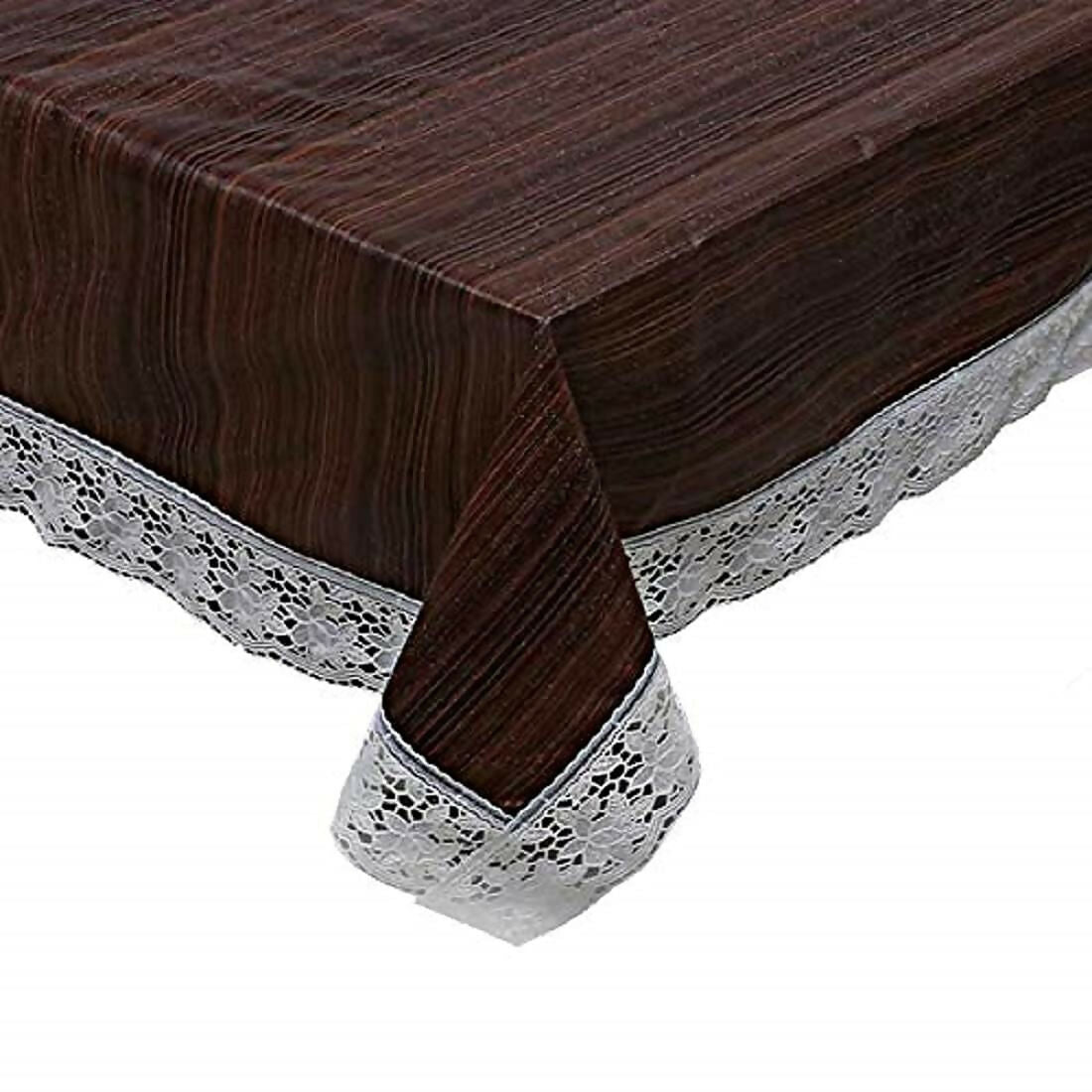 Mopak Decor Table Cloth – 3D Print with Elegant Lace (Dark Brown)