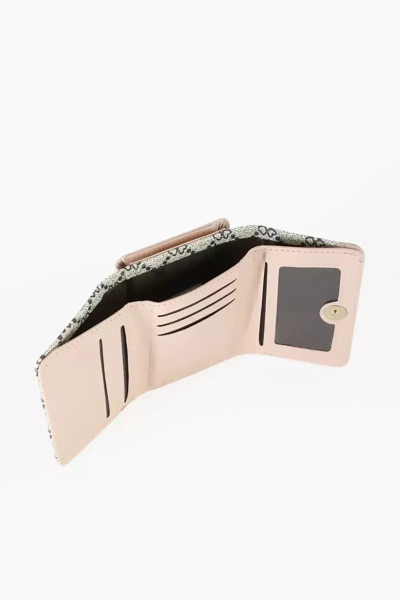Women's Printed Twist Lock Bi-Fold Wallet - Pink