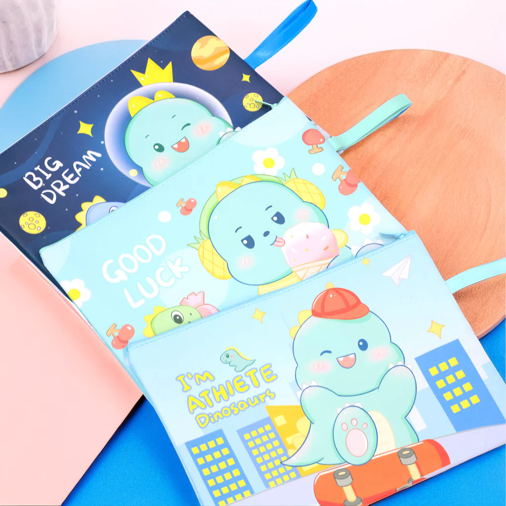 Cartoon A4 Zipper Folder Bag – Cute & Durable Organizer