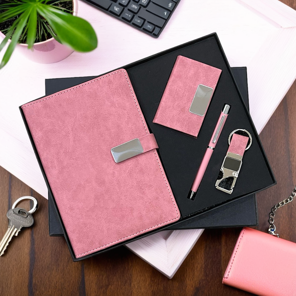 Timeless Elegance: Customize Corporate Gift Set - Diary, Card Holder, Pen, Keychain