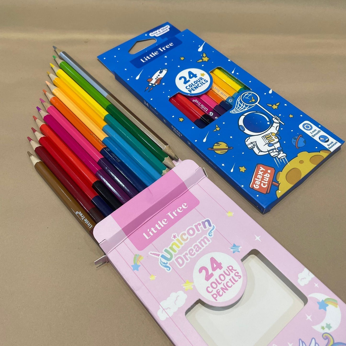 Double Sided Color Pencil Set - Space & Unicorn