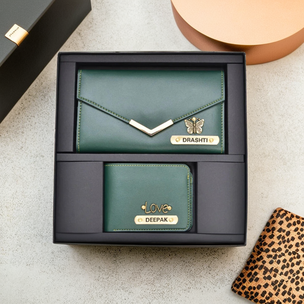 Elegant Couple Wallets: Ladies Clutch + Men's Wallet