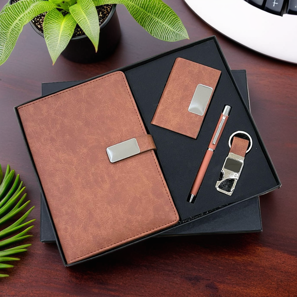 Timeless Elegance: Customize Corporate Gift Set - Diary, Card Holder, Pen, Keychain