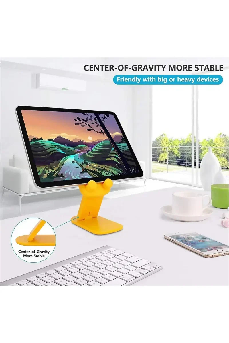 Portable Desktop Mobile & Tablets Holder with Cartoon Design, Foldable Feature (Assorted Colors)