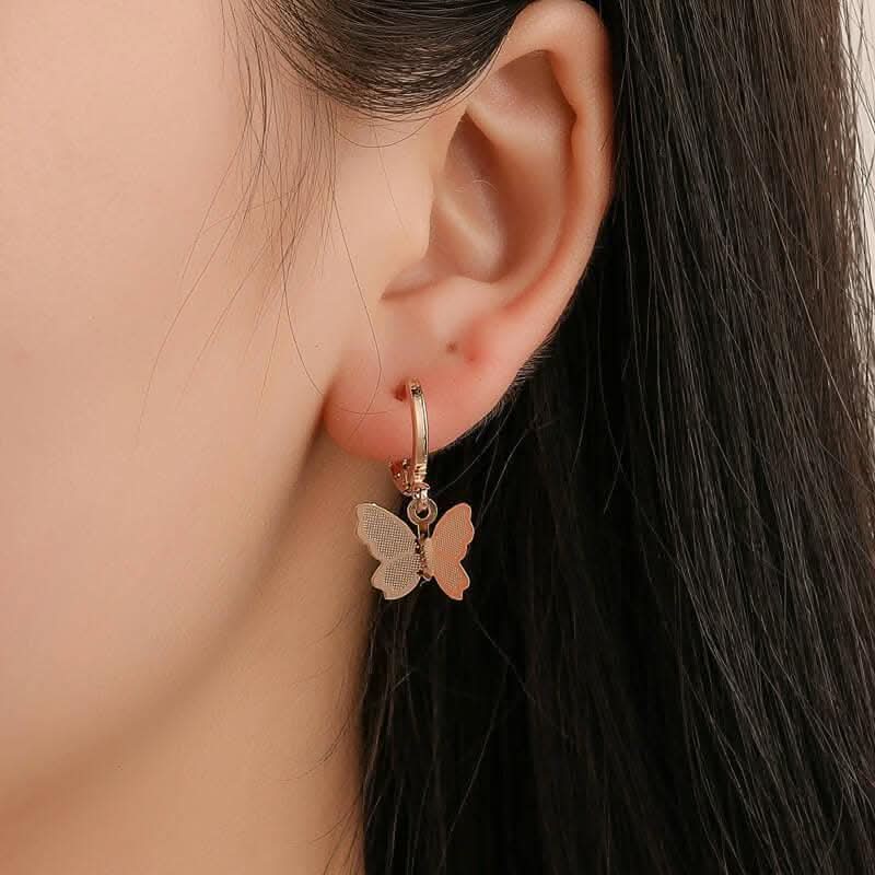 Pinapes Chic Gold Butterfly Earrings Fashionable Style (2 Pairs)