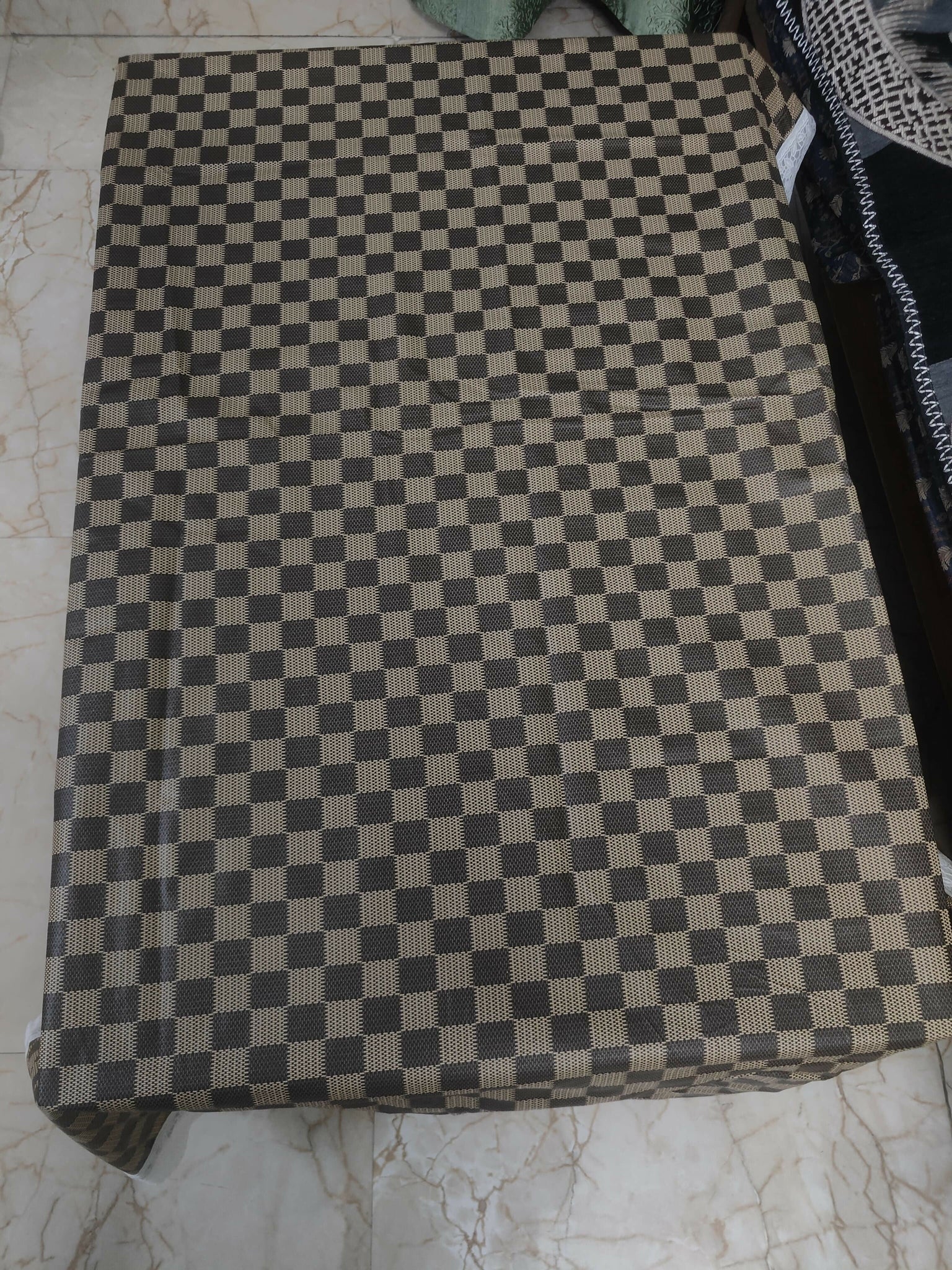 Mopak Decor Elegant 3D Printed Table Cover with Lace 2 to 4 Seater ( 40*60 Inches Brown Block Design)