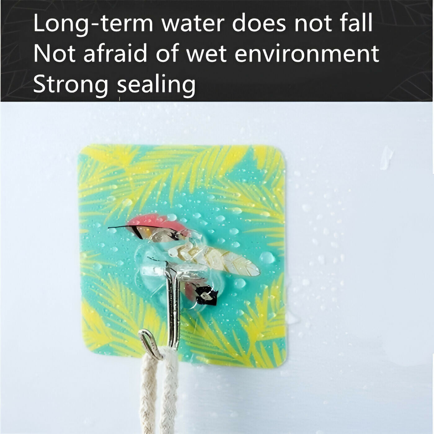 Self-Adhesive Waterproof Wall Hooks – Square Printed Design (Pack of 10, Assorted Colors)