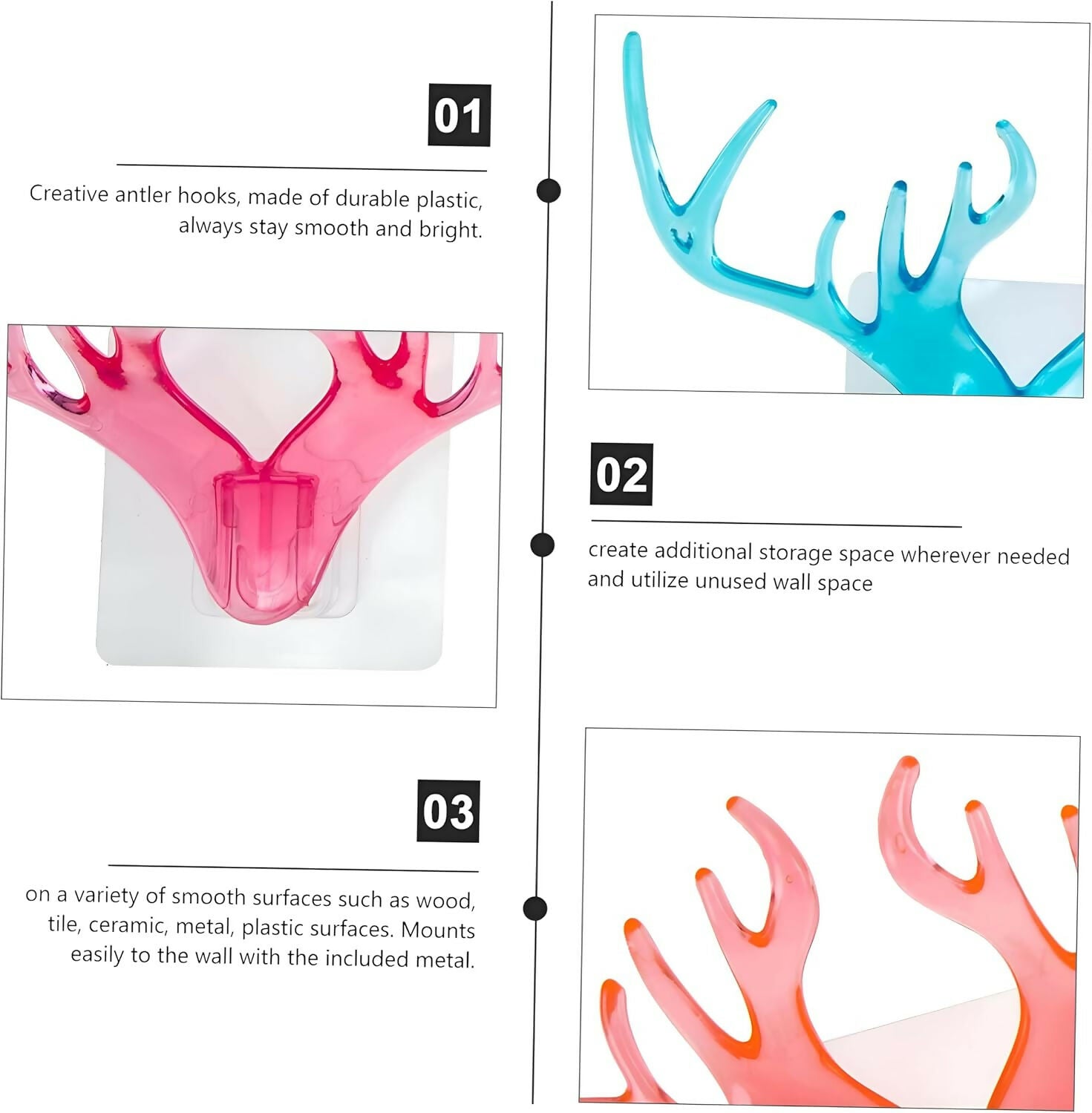 Rustic Deer Antler Double-Ended Wall Hook – Sturdy Coat & Hat Hanger (Random Colour)