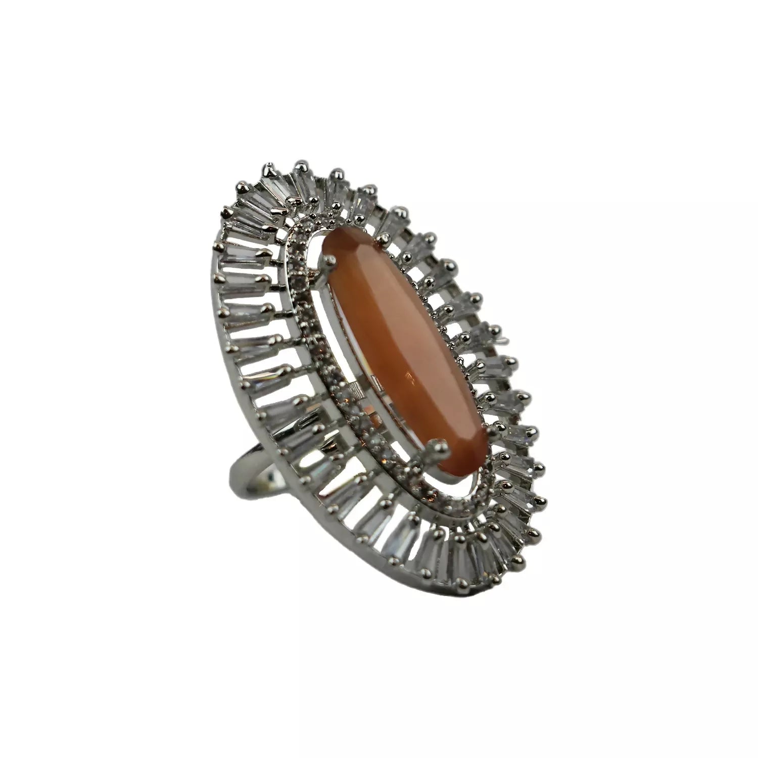 Oval Ring with Vibrant Orange Gemstone – Elegant Statement Jewelry for Women