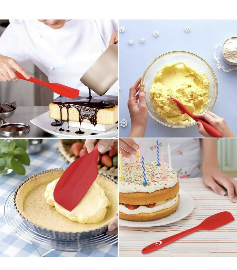 Silicone Spatula and Pastry Brush Set Special for Cake Mixer Oil Brush for Cooking (2 Piece Set, Multicolor)